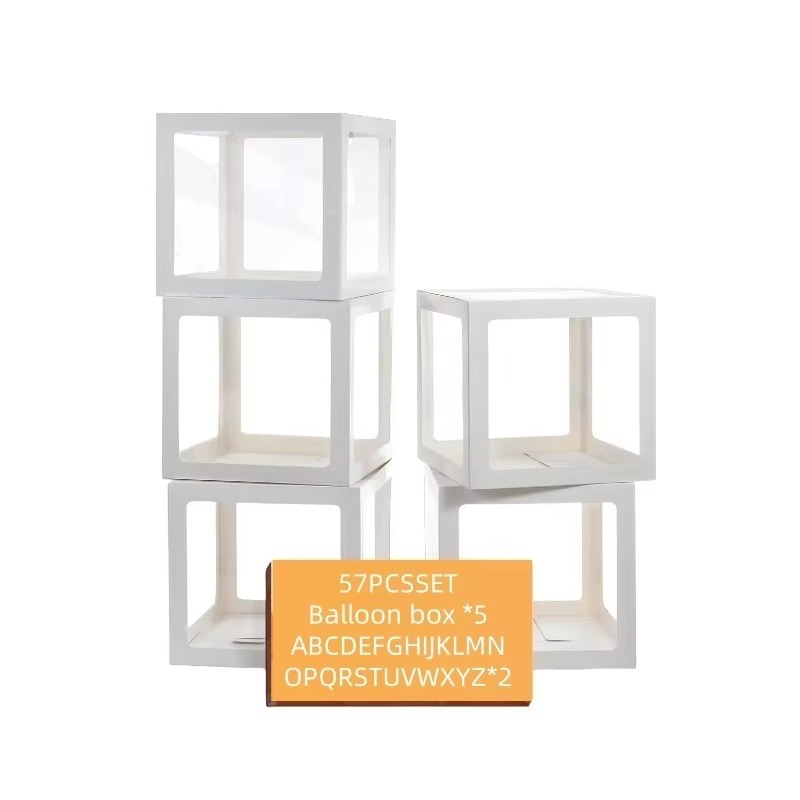 5PCS White Balloon Boxes with 52 A-Z Letters – Baby Shower Balloon Box Decoration – Gender Reveal, Birthday Party, Bridal Shower & Wedding Decor