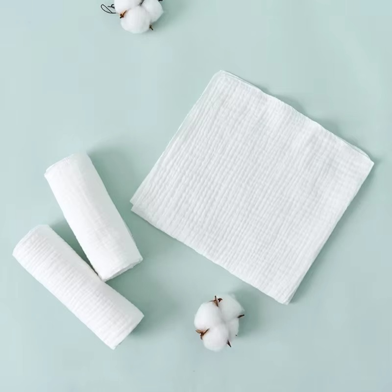 8PCS Cotton Baby Gauze Diapers – Reusable Newborn Cloth Nappies – Soft Double Layer Muslin Washable Baby Towels & Burp Cloths