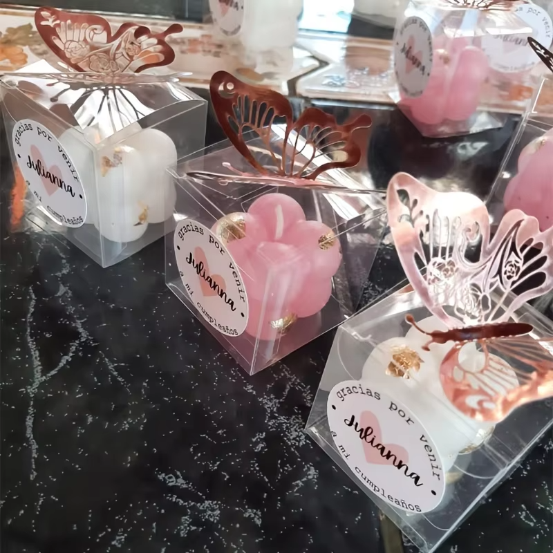 50PCS Transparent Gift Boxes – Clear PVC Favor Boxes 5x5x5cm – Wedding Candy Boxes for Party Favors, Candles, Treats & Gift Packaging