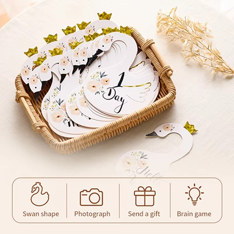 Wooden Baby Milestone Cards 0-12 Months – Cartoon Flower Shape Monthly Milestone Markers – Newborn Photography Props – Baby Growth Keepsake Gift