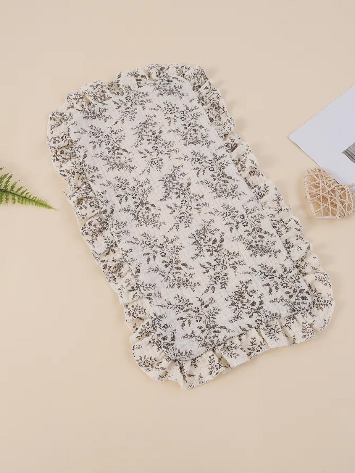 4PCS Muslin Cotton Burp Cloth Set – Soft Gauze Baby Burping Pads with Ruffled Edges – Absorbent Shoulder Cloths for Newborns & Infants