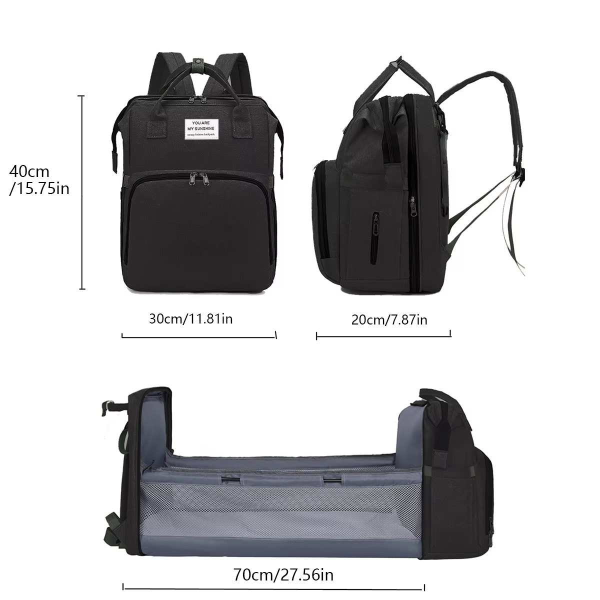 Foldable Baby Bed Diaper Bag Backpack – Multifunction Mommy Bag with Changing Station, Insulated Bottle Pockets & Large Capacity Storage – Double Shoulder Travel Nappy Backpack