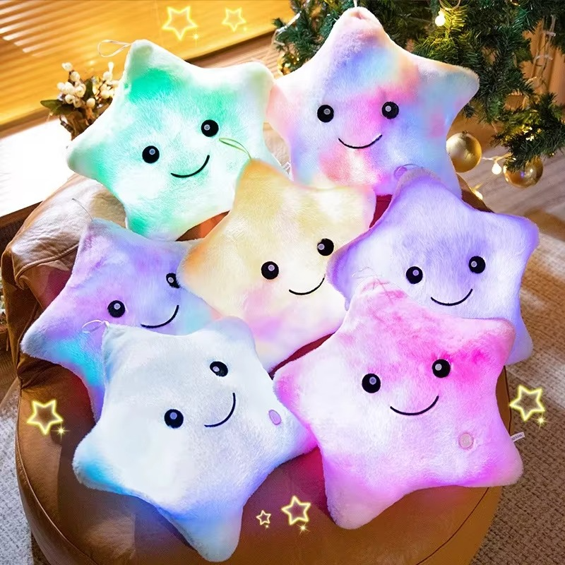 LED Star Plush Toy – Glowing Stuffed Star Pillow – Soft Light-Up Plush Doll for Babies & Kids – Cute Nursery Decor, Sleep Companion & Birthday Gift
