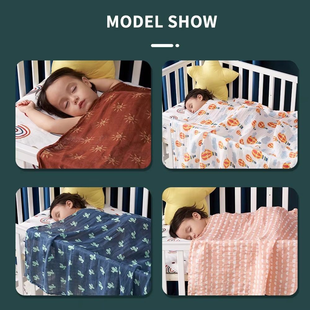 HappyFlute 1pc Baby Soft Muslin Swaddle 100% Cotton Blanket Comfortable Muslin Diaper 120*110cm For Kids