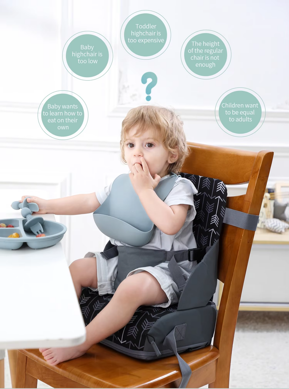 Portable Foldable Anti slip Children's Seat High Cushion Baby Dining Chair High Cushion Children's Travel Supplies