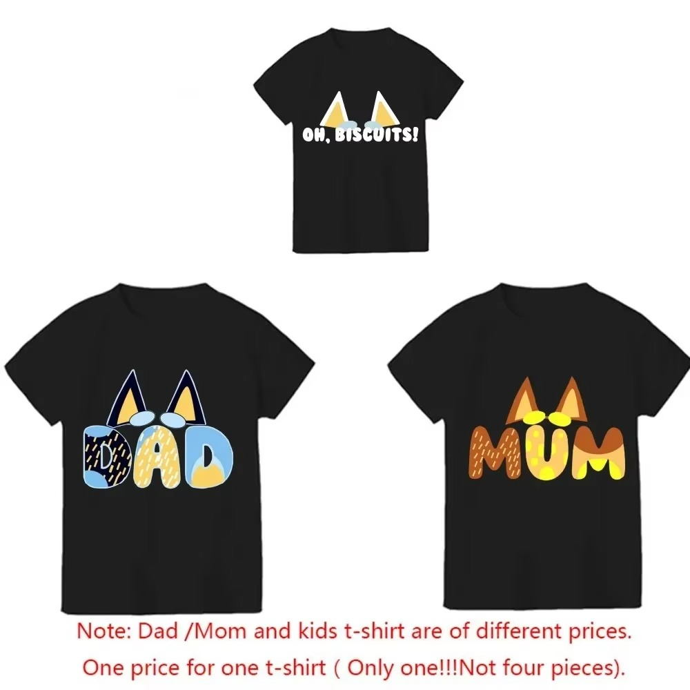 Dad Mom and Me Family Matching Shirts – Simple Cartoon Anime Style T-Shirts – Daddy Mommy Father Son Mother Daughter Matching Outfits – Family Party Clothes