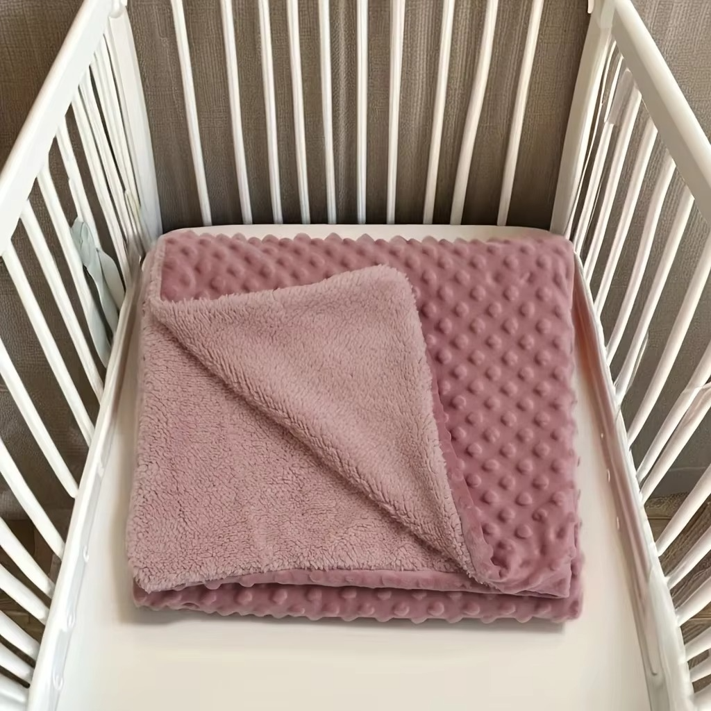 Baby Minky Dot Blanket – Soft 3D Dotted Velvet Baby Blanket – Warm Newborn Stroller, Crib & Receiving Blanket for Infants and Toddlers
