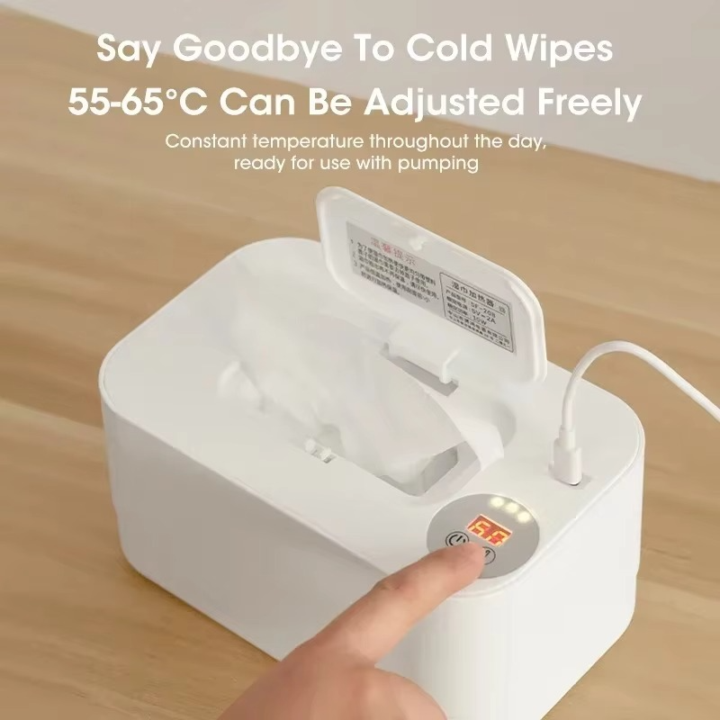 Portable Baby Wipe Warmer – USB Rechargeable Baby Wet Wipe Heater with LED Display – Adjustable Temperature Wipe Heating Box for Home & Travel