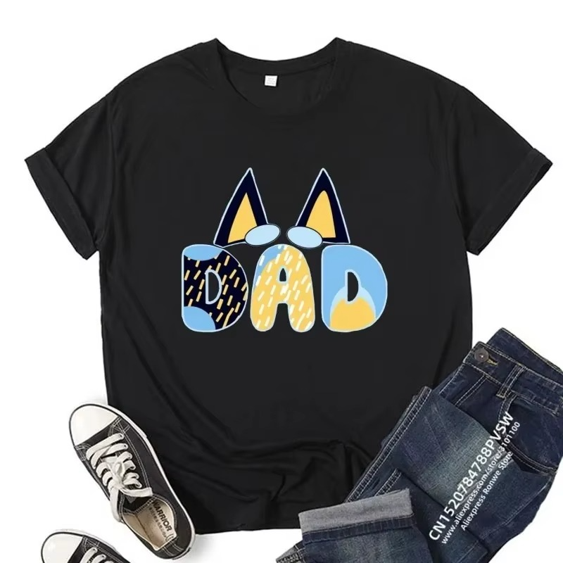 Dad Mom and Me Family Matching Shirts – Simple Cartoon Anime Style T-Shirts – Daddy Mommy Father Son Mother Daughter Matching Outfits – Family Party Clothes