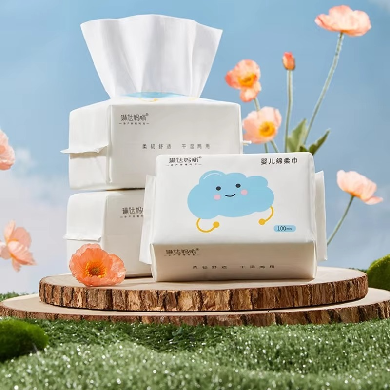 Baby Soft Dry & Wet Wipes – Thickened Non-Wet Baby Tissues – Ultra Soft Hand & Mouth Cleaning Wipes for Newborns & Infants