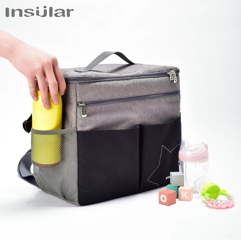 Insulated Mommy Diaper Bag Backpack – Large Capacity Baby Nappy Bag with Anti-Loss Zipper – Travel Maternity Nursing Backpack for Moms