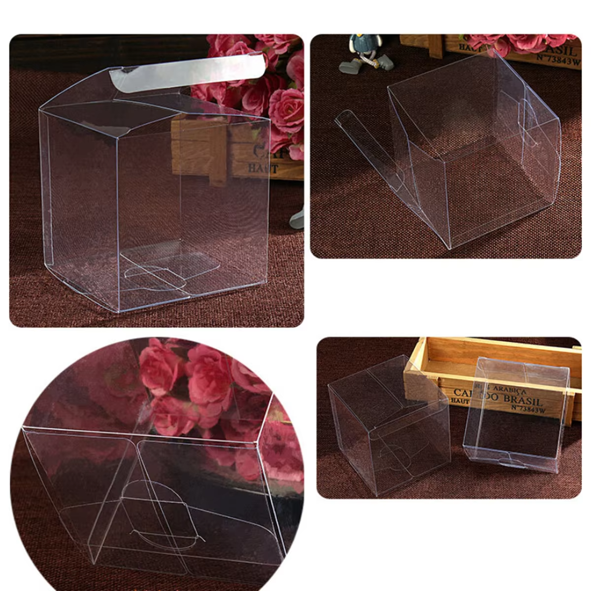 50PCS Transparent Gift Boxes – Clear PVC Favor Boxes 5x5x5cm – Wedding Candy Boxes for Party Favors, Candles, Treats & Gift Packaging