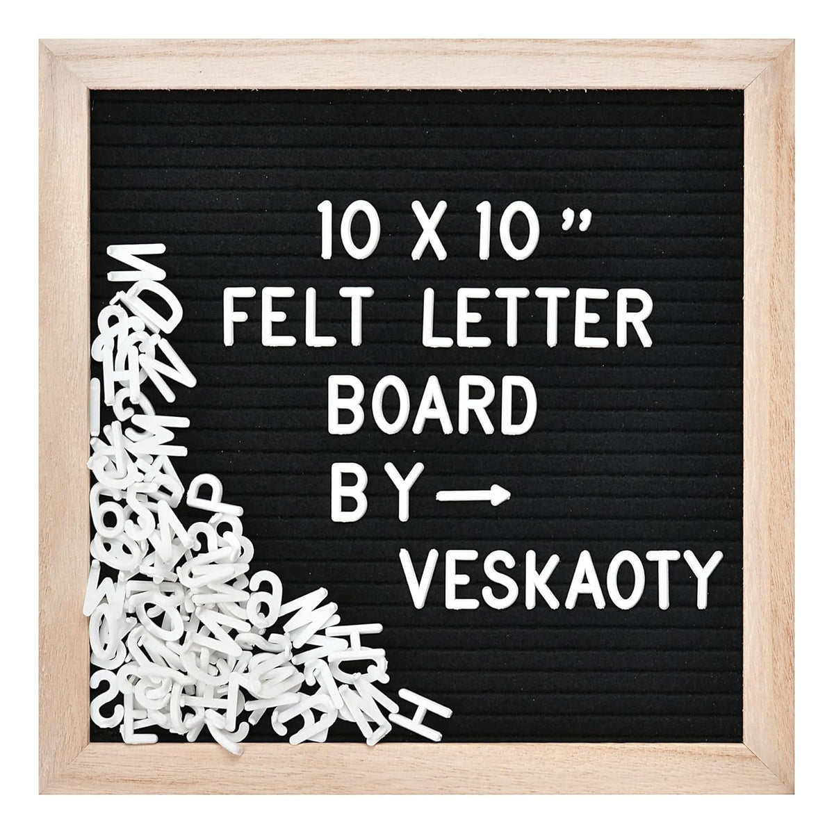 Felt Letter Board with 294 Letters, Numbers & Symbols  Changeable Message Board with Wooden Frame Wall Mount Hook, Black & Wood