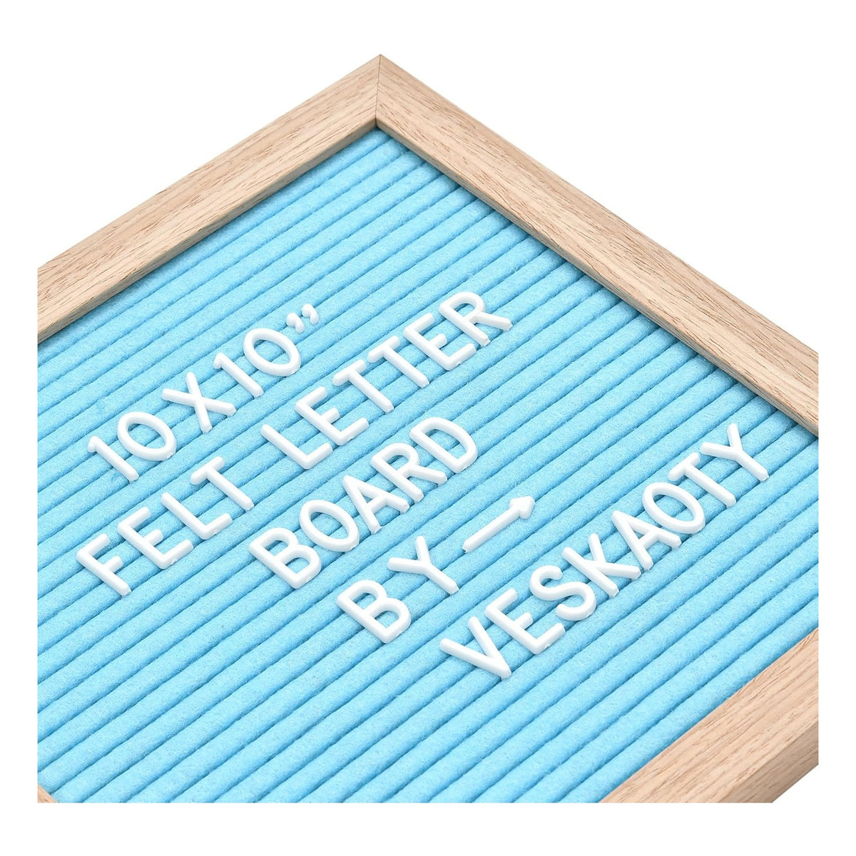 Felt Letter Board with 294 Letters, Numbers & Symbols - 10 x 10 inch Changeable Message Board with Wooden Frame Wall Mount Hook, Blue & Wood