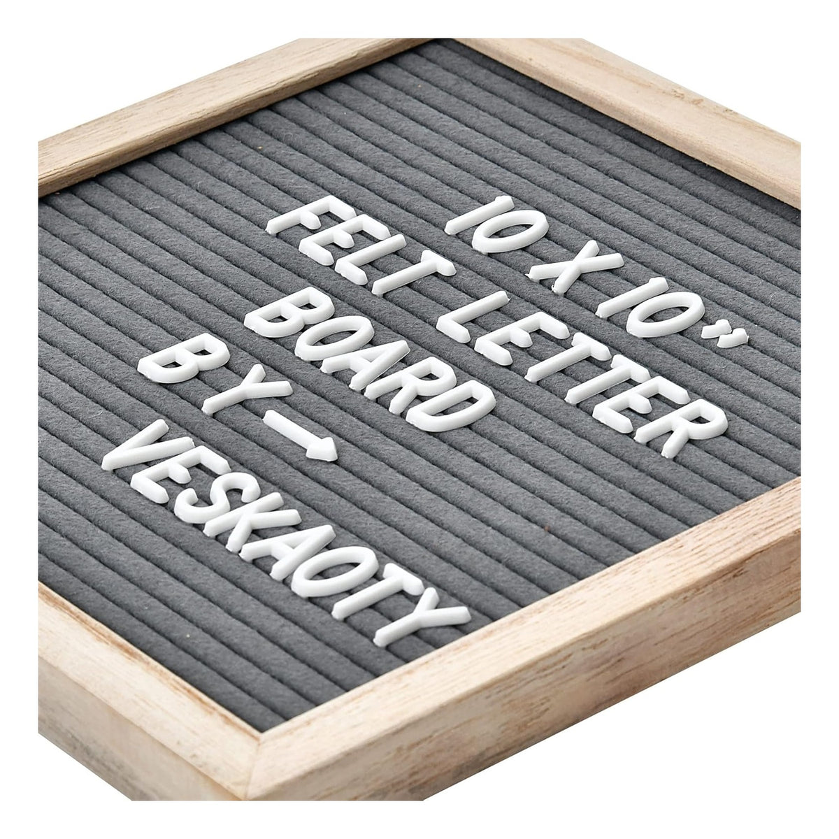 Felt Letter Board with 294 Letters, Numbers & Symbols - 10 x 10 inch Changeable Message Board with Wooden Frame Wall Mount Hook, Gray & Wood