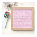 Felt Letter Board with 294 Letters, Numbers & Symbols - 10 x 10 inch Changeable Message Board with Wooden Frame Wall Mount Hook, Pink & Wood
