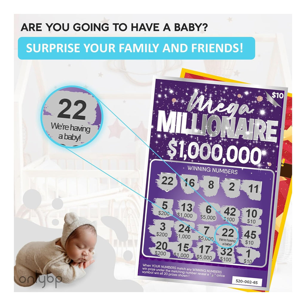 10 Pregnancy Announcement Scratch Off Cards - Fun and Creative Fake Lottery Tickets for Baby Announcement - Perfect for Surprising Family and Friends with Baby Reveal