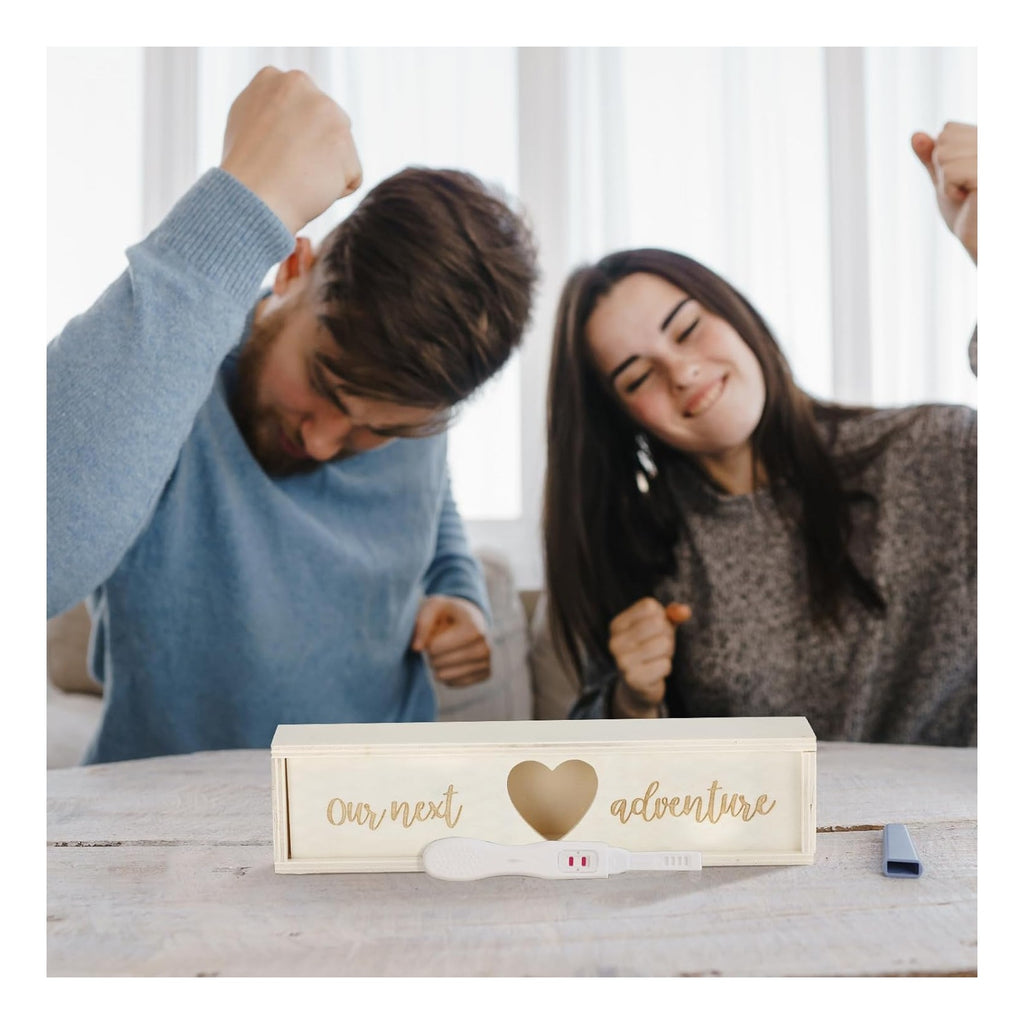 Pregnancy Test Gifts Box Keepsake Box Pregnancy Announcement for Husband Wooden Baby Reveal Announcements Surprise Ideas Test Holder Baby Souvenir Gifts for Dad Grandma Grandparents