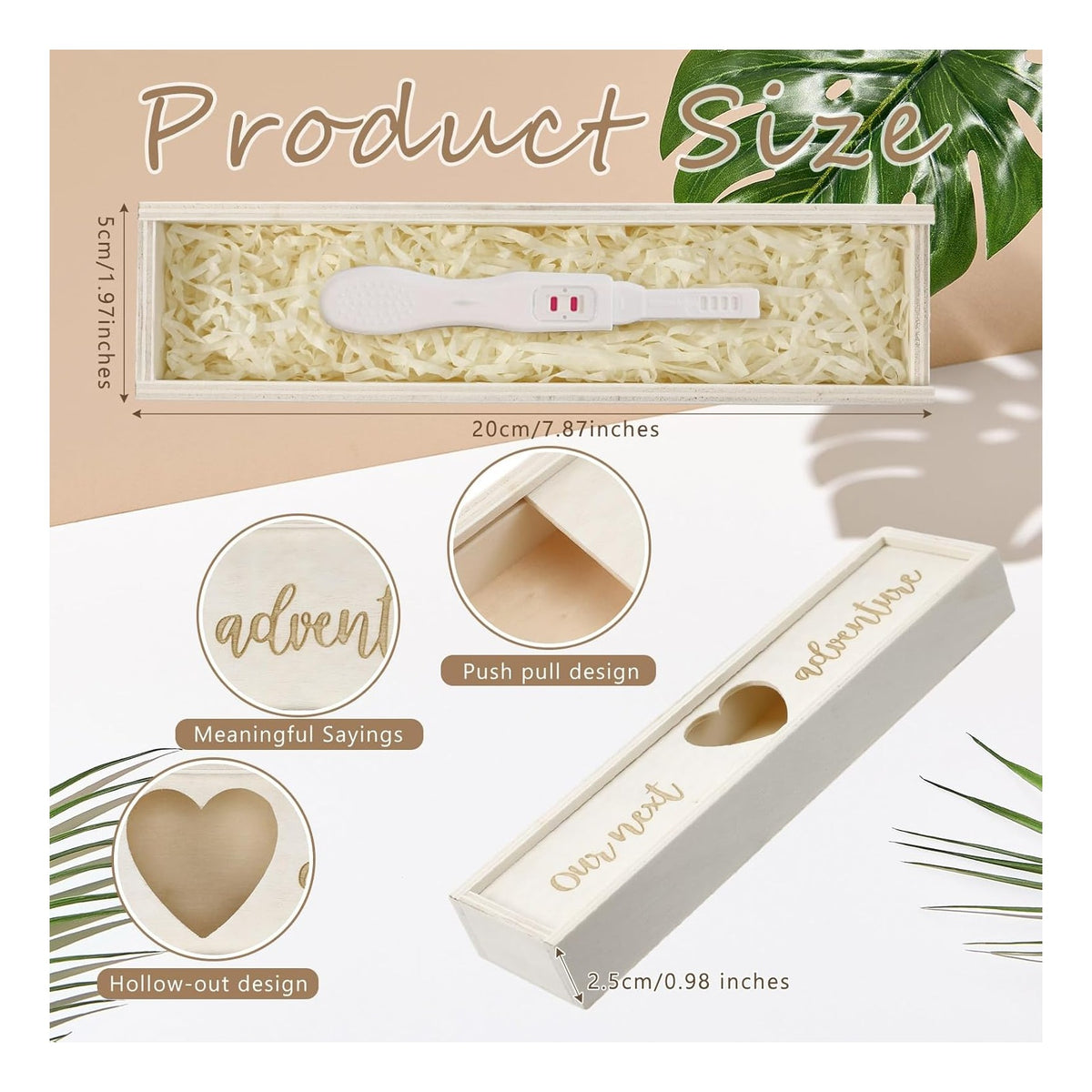 Pregnancy Test Gifts Box Keepsake Box Pregnancy Announcement for Husband Wooden Baby Reveal Announcements Surprise Ideas Test Holder Baby Souvenir Gifts for Dad Grandma Grandparents