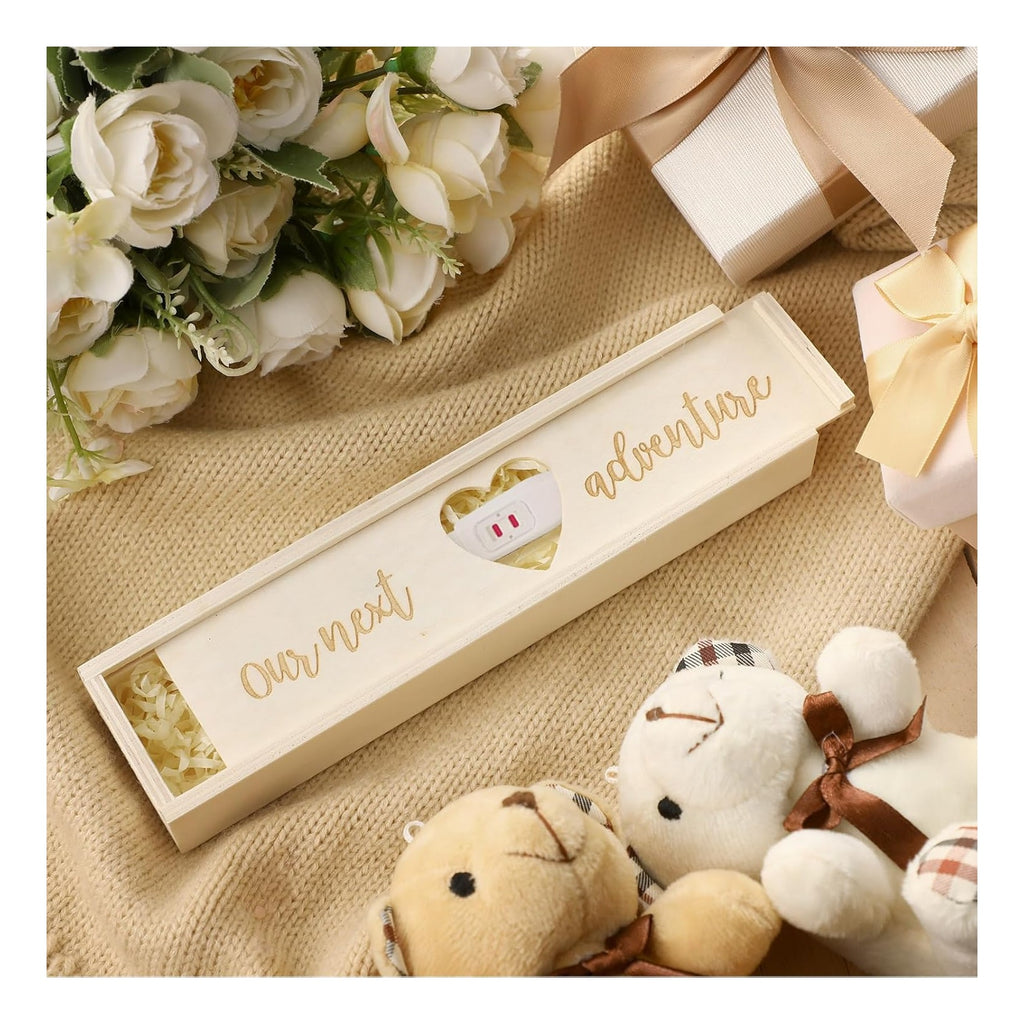 Pregnancy Test Gifts Box Keepsake Box Pregnancy Announcement for Husband Wooden Baby Reveal Announcements Surprise Ideas Test Holder Baby Souvenir Gifts for Dad Grandma Grandparents