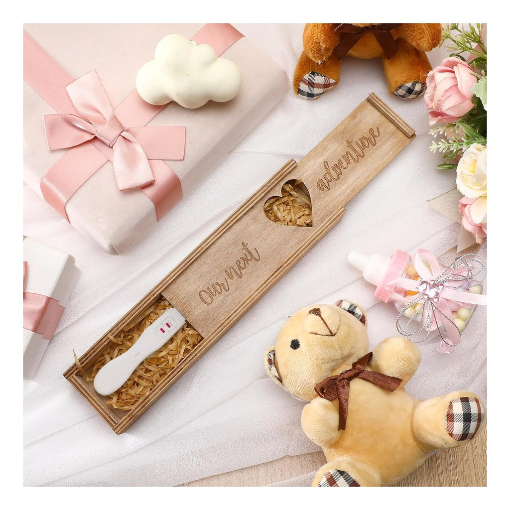 Pregnancy Test Gifts Box Keepsake Box Pregnancy Announcement for Husband Wooden Baby Reveal Announcements Surprise Ideas Test Holder Baby Souvenir Gifts for Dad Grandma Grandparents