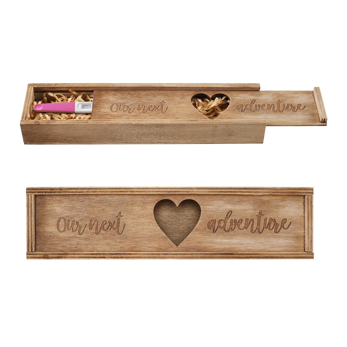 Pregnancy Test Gifts Box Keepsake Box Pregnancy Announcement for Husband Wooden Baby Reveal Announcements Surprise Ideas Test Holder Baby Souvenir Gifts for Dad Grandma Grandparents