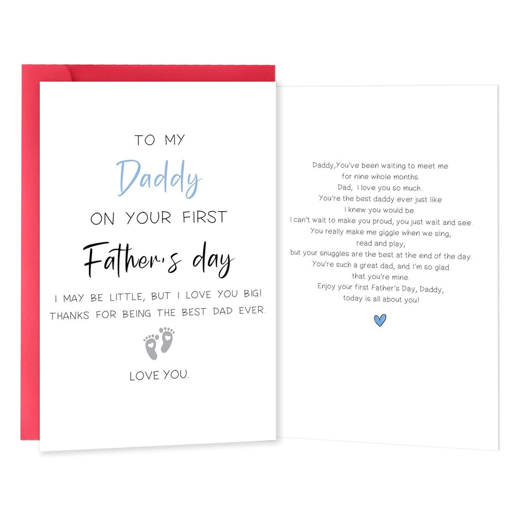 First Fathers Day Card Gifts for New Dad，1st Fathers Day Card Gift from Son Daughter Baby Boy Girl，Expectant Dad 1st Father's Day Cards Gifts from Wife