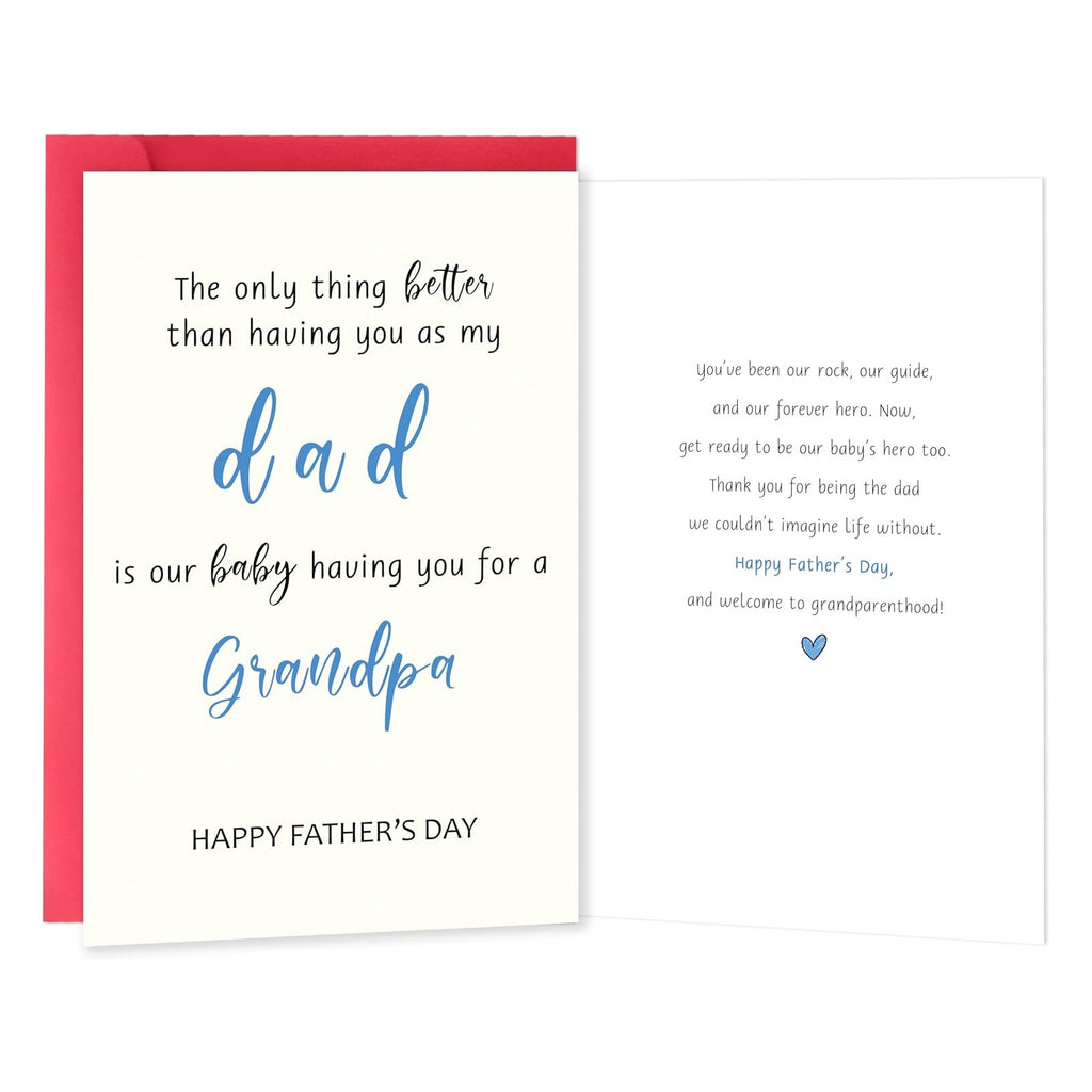 Grandpa Fathers Day Card，Grandpa Father's Day Cards Gifts from Grandson Granddaughter Kids，Heartfelt Father's Day Card for Grandfather