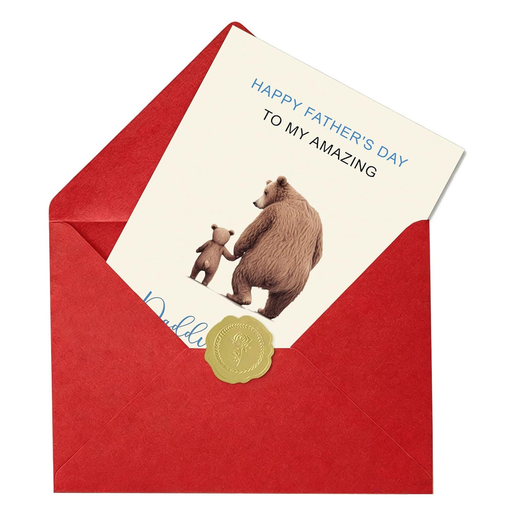 Funny Fathers Day Card for Dad，Fathers Day Card Gifts Decorations for Dad from Daughter Son Kids，Humorous Father's Day Cards Gifts with Heartfelt Design - Daddy Bear I Love You BEARY Much