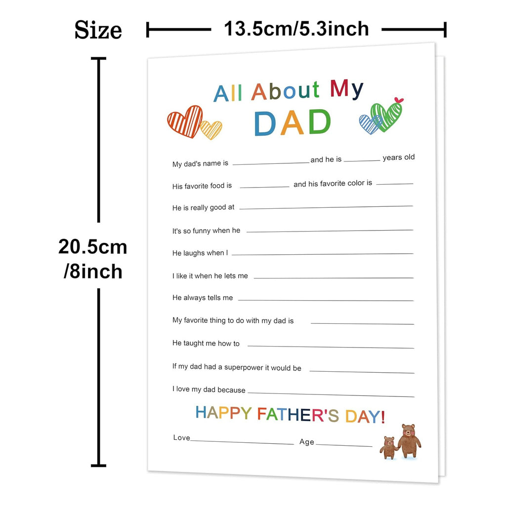Funny Fathers Day Card for Dad，Fathers Day Card Gifts Decorations for Dad from Daughter Son Kids，Heartfelt Father's Day Cards Gifts，Funny Interactive Fill-in-the-Blank Tribute Cards