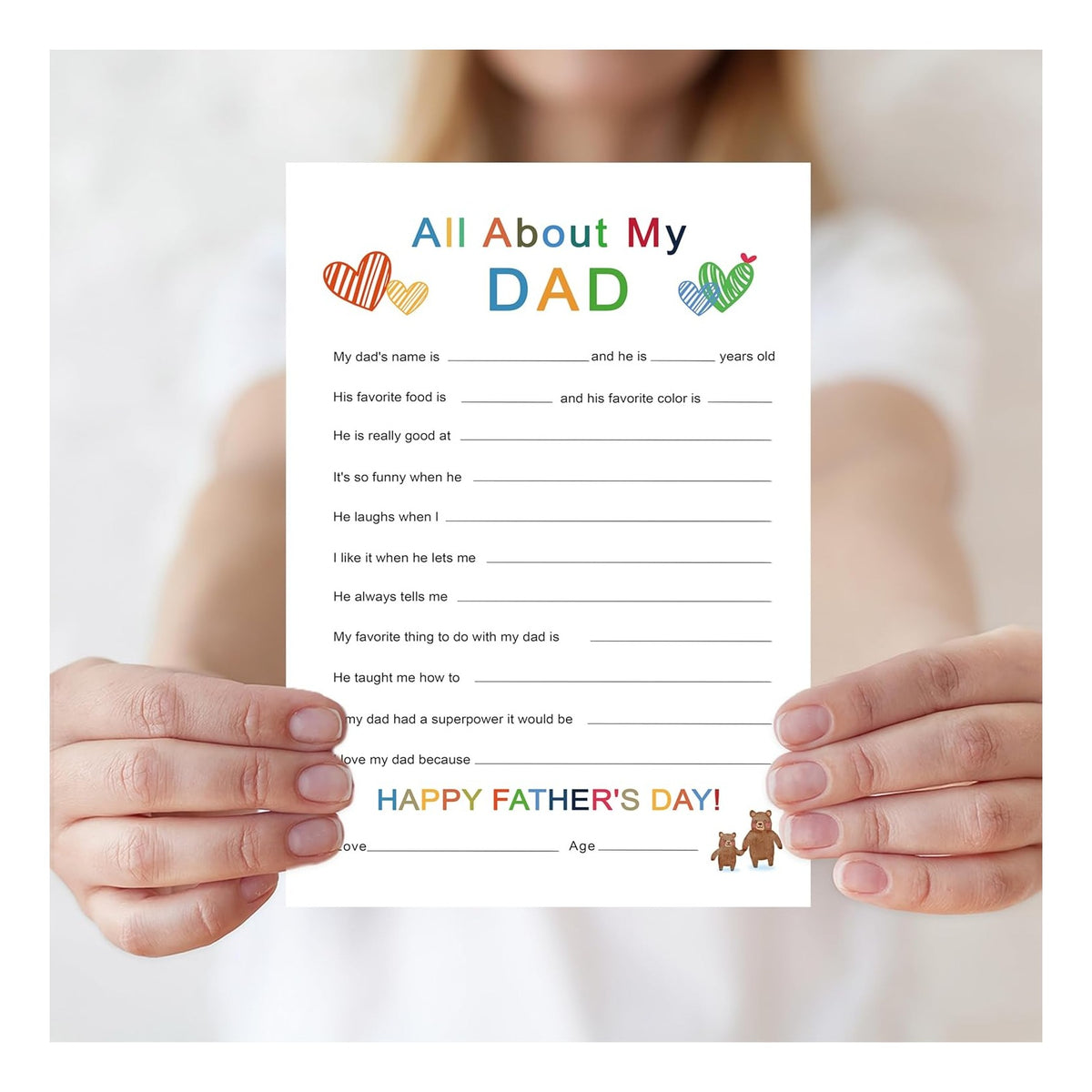 Funny Fathers Day Card for Dad，Fathers Day Card Gifts Decorations for Dad from Daughter Son Kids，Heartfelt Father's Day Cards Gifts，Funny Interactive Fill-in-the-Blank Tribute Cards