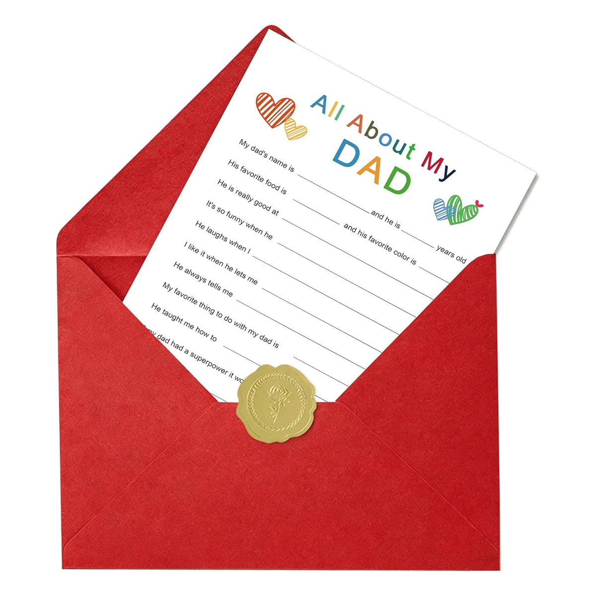 Funny Fathers Day Card for Dad，Fathers Day Card Gifts Decorations for Dad from Daughter Son Kids，Heartfelt Father's Day Cards Gifts，Funny Interactive Fill-in-the-Blank Tribute Cards