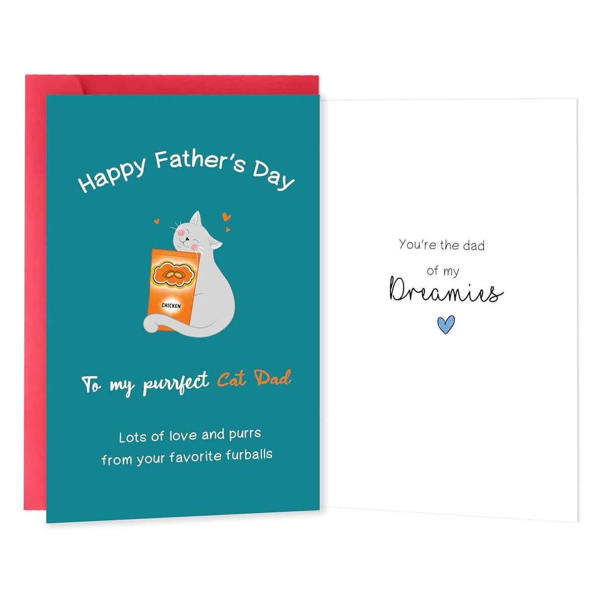 Funny Fathers Day Card from Cat，Cat Dad Fathers Day Card Gifts，Heartfelt Father's Day Cards Gifts from Cats with Purr-fect Message