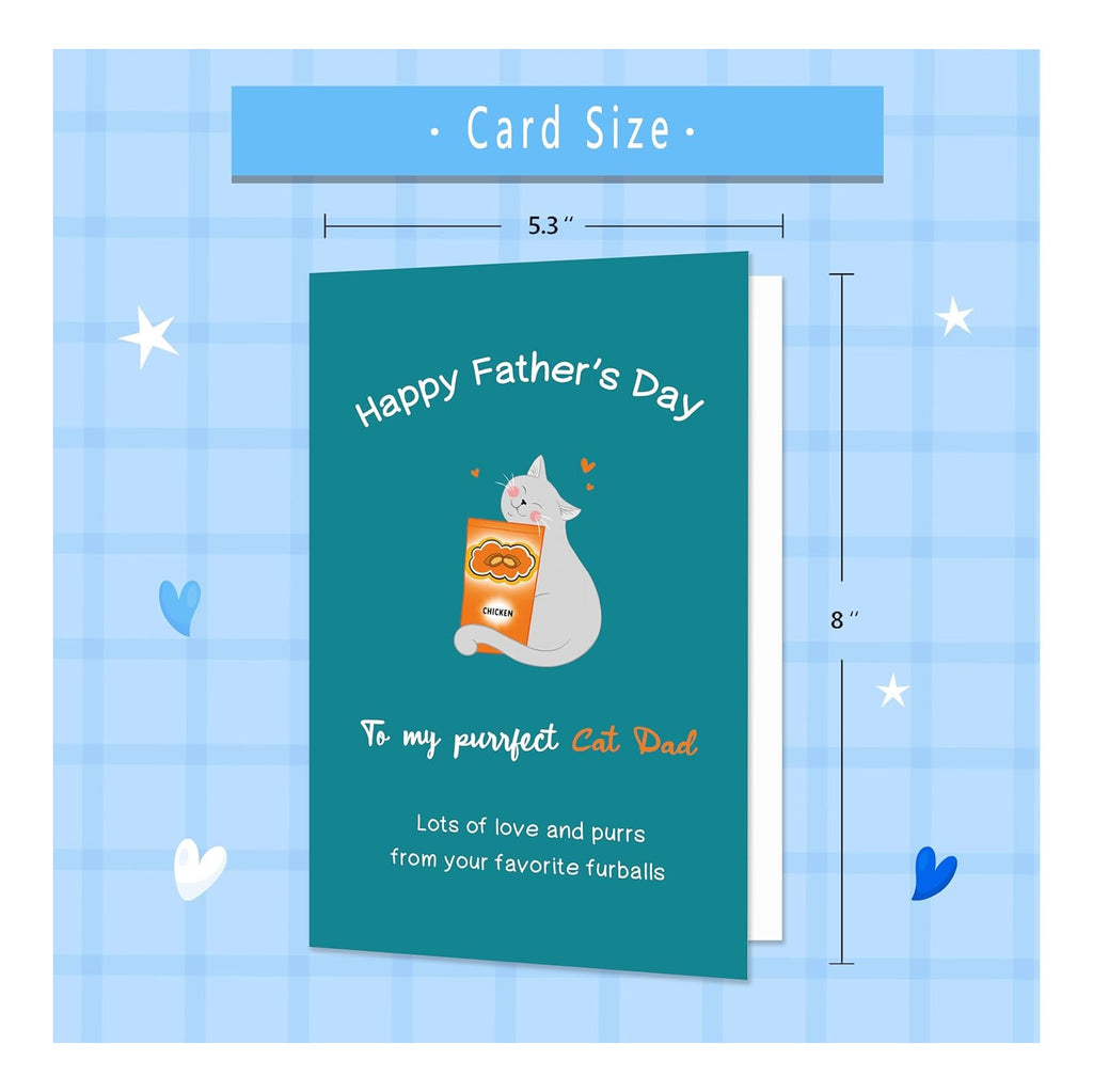 Funny Fathers Day Card from Cat，Cat Dad Fathers Day Card Gifts，Heartfelt Father's Day Cards Gifts from Cats with Purr-fect Message