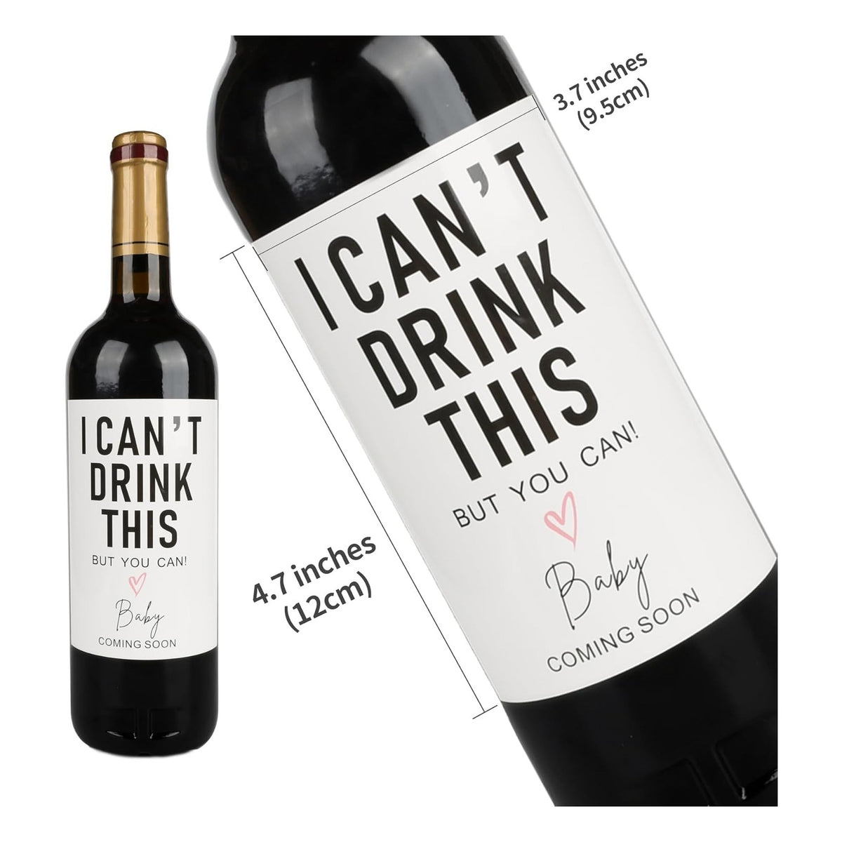 I Can't Drink This But You Can - Pregnancy Announcements Wine Labels, Baby Announcement Wine Labels, Pregnancy Reveal Ideas, Pregnancy Announcements for Family, Funny Wine Bottle Labels