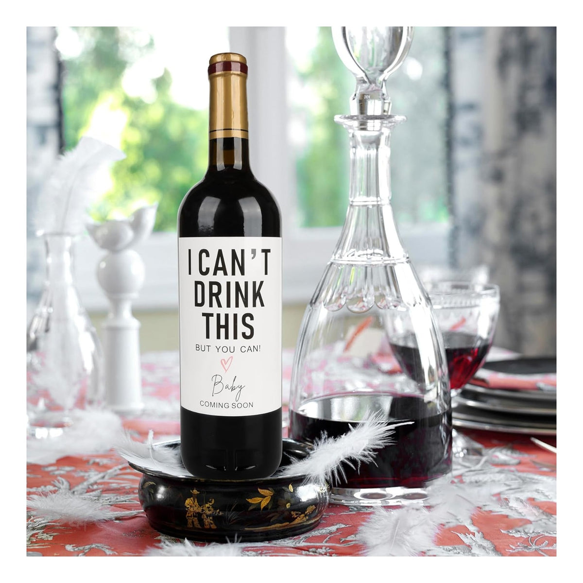 I Can't Drink This But You Can - Pregnancy Announcements Wine Labels, Baby Announcement Wine Labels, Pregnancy Reveal Ideas, Pregnancy Announcements for Family, Funny Wine Bottle Labels