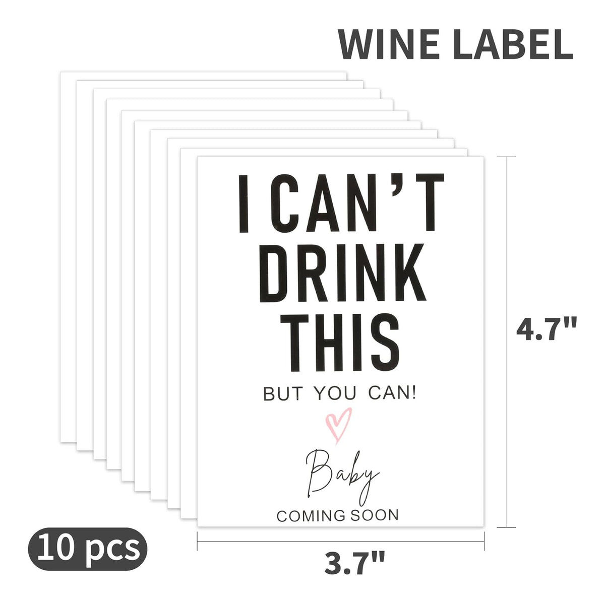 I Can't Drink This But You Can - Pregnancy Announcements Wine Labels, Baby Announcement Wine Labels, Pregnancy Reveal Ideas, Pregnancy Announcements for Family, Funny Wine Bottle Labels