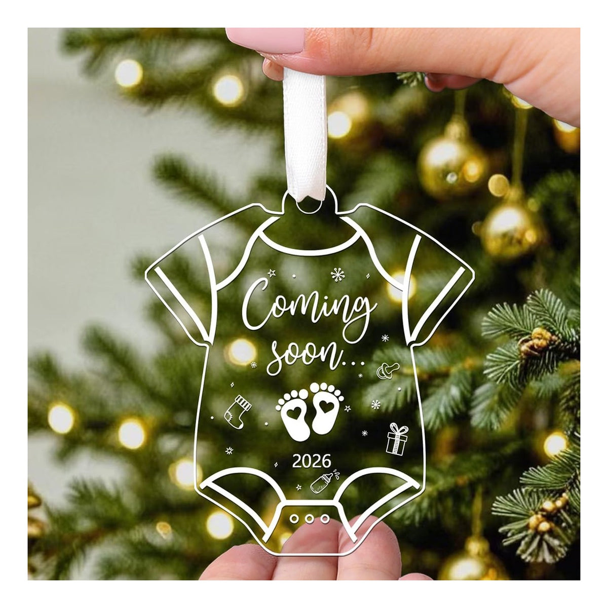 Tree Decorations Hanging Ornaments for 1pc Acrylic Pregnancy Coming Soon 2026 Outdoor Indoor Home Decor