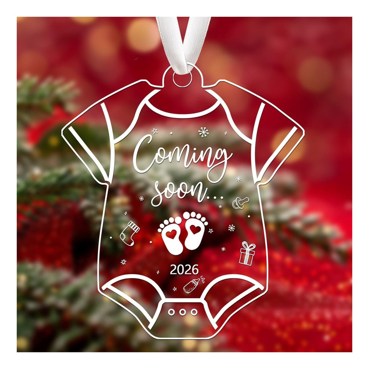Tree Decorations Hanging Ornaments for 1pc Acrylic Pregnancy Coming Soon 2026 Outdoor Indoor Home Decor
