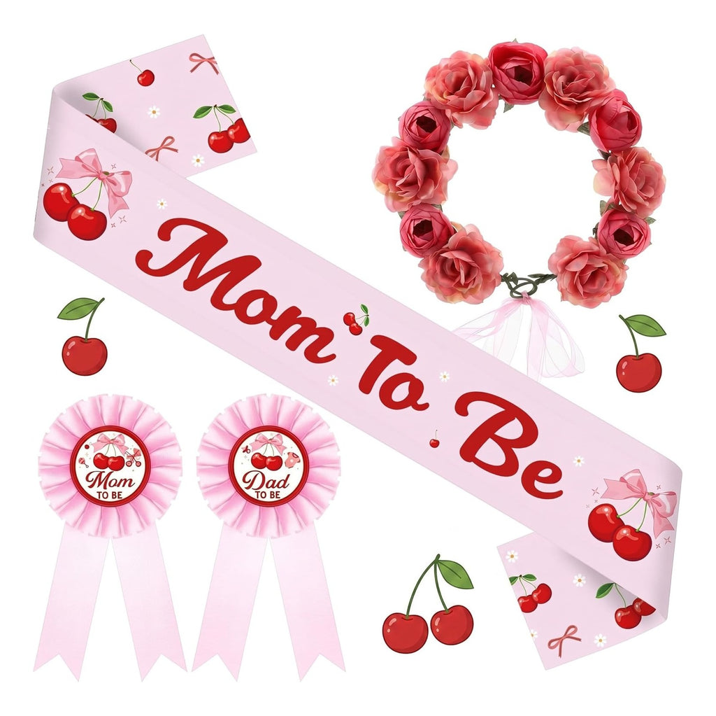 Baby Shower Decorations Mom to Be Sash and Dad to Be Pin Flower Crown for Baby Shower Gender Reveals Party Favors Pregnancy Props Gift