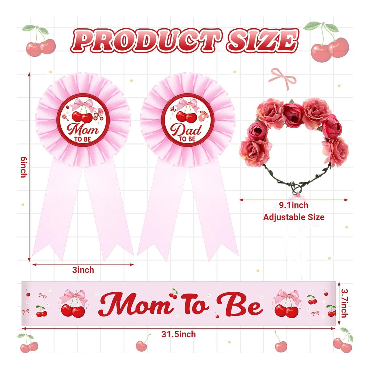 Baby Shower Decorations Mom to Be Sash and Dad to Be Pin Flower Crown for Baby Shower Gender Reveals Party Favors Pregnancy Props Gift
