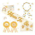 Here Comes the Son Baby Shower Decorations Mom to Be Sash and Dad to Be Pin Flower Crown for Sun Baby Shower Gender Reveals Party Favors Pregnancy Props Gift