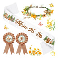 Woodland Baby Shower Decorations Mom to Be Sash and Dad to Be Pin Flower Crown for Neutral Baby Shower Gender Reveals Party Favors Pregnancy Props Gift