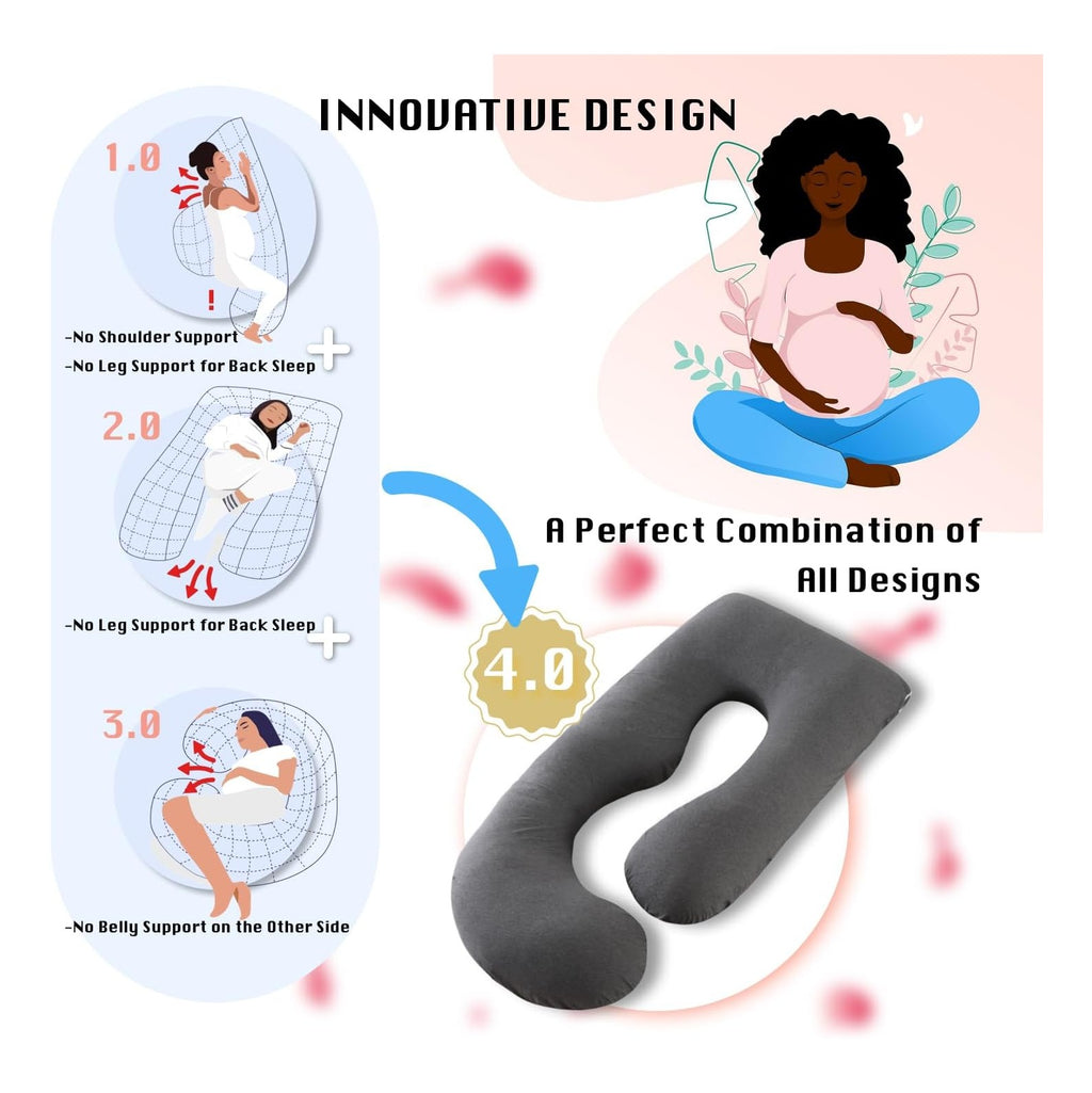 Pregnancy Pillow, Full Body  Maternity Pillow with Removable Washable Cover - Sleep Support for Legs, Back, Neck, Shoulder, HIPS, Belly for Pregnent Women