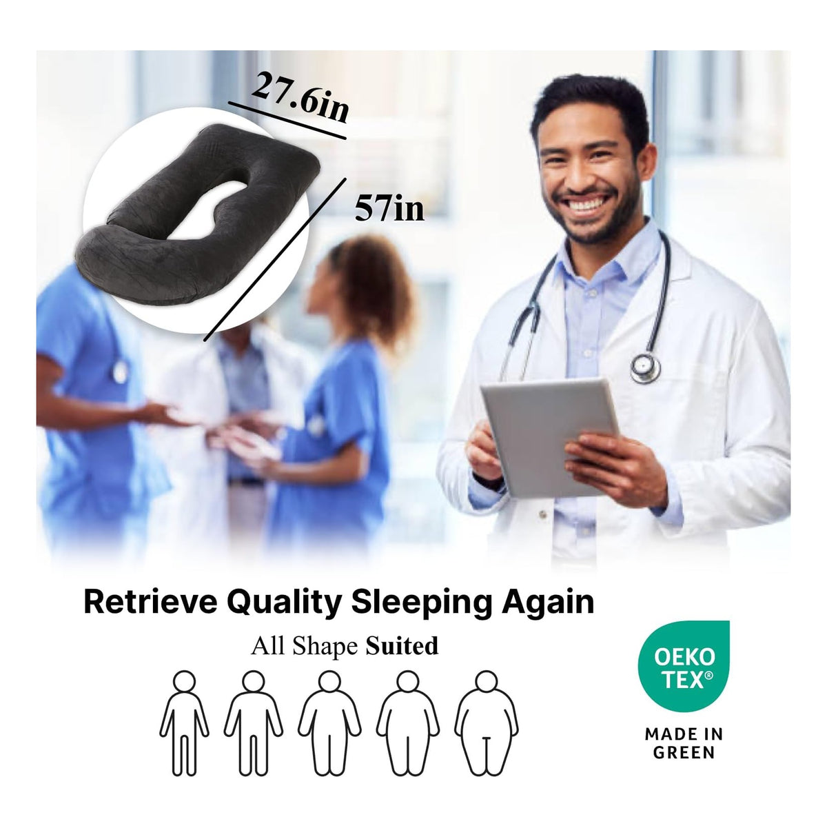 Pregnancy Pillow, Full Body  Maternity Pillow with Removable Washable Cover - Sleep Support for Legs, Back, Neck, Shoulder, HIPS, Belly for Pregnent Women