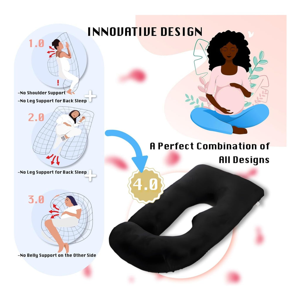 Pregnancy Pillow, Full Body  Maternity Pillow with Removable Washable Cover - Sleep Support for Legs, Back, Neck, Shoulder, HIPS, Belly for Pregnent Women