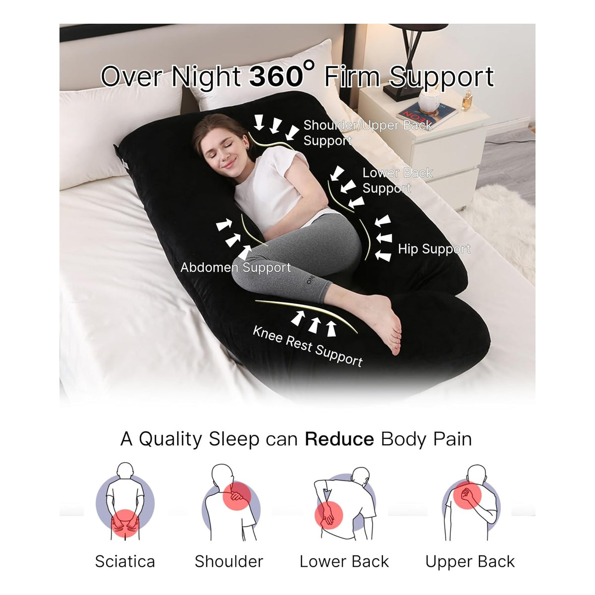 Pregnancy Pillow, Full Body  Maternity Pillow with Removable Washable Cover - Sleep Support for Legs, Back, Neck, Shoulder, HIPS, Belly for Pregnent Women
