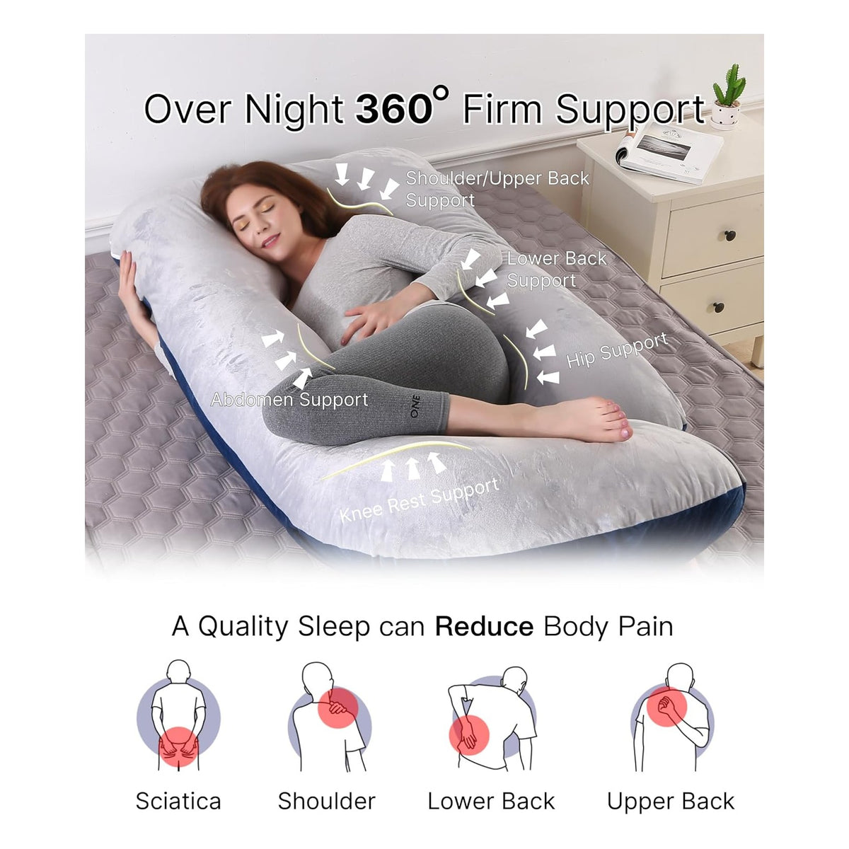 Pregnancy Pillow, Full Body  Maternity Pillow with Removable Washable Cover - Sleep Support for Legs, Back, Neck, Shoulder, HIPS, Belly for Pregnent Women