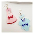 Gender Reveal Earrings Glitter Acrylic Blue Pink Dress Earrings for Gender Reveal Pregnancy Announcement Baby Shower Party