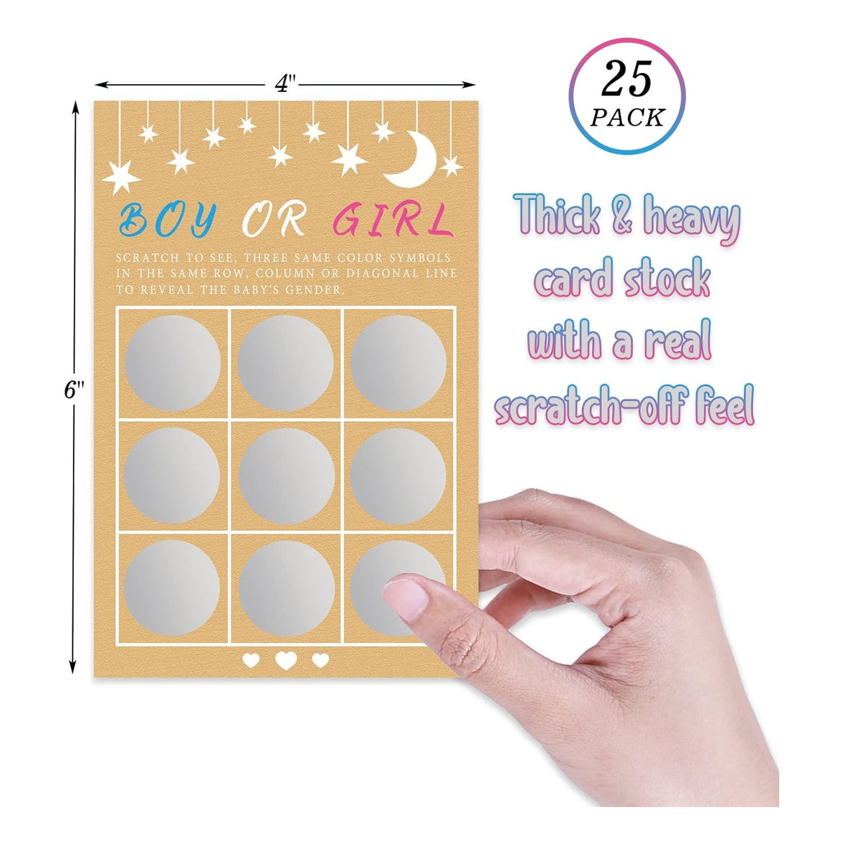 Its a Girl Tic Tac Toe Board Gender Reveal Scratch Off Scratcher Lottery Tickets Cards Double Sided Gender Announcement Cards Family Friends Baby Shower Game 25 Pack